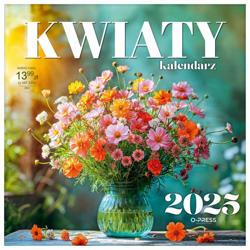 Kalendarz ścienny wieloplanszowy 33x33 cm KWIATY 2025 - okładka