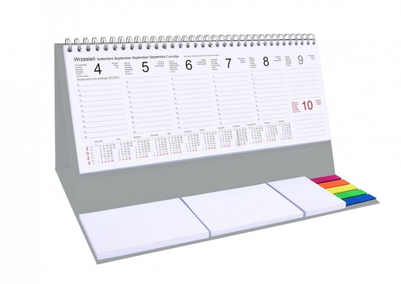 Kalendarz biurkowy na rok szkolny 2023/2024 w układzie tygodniowym
