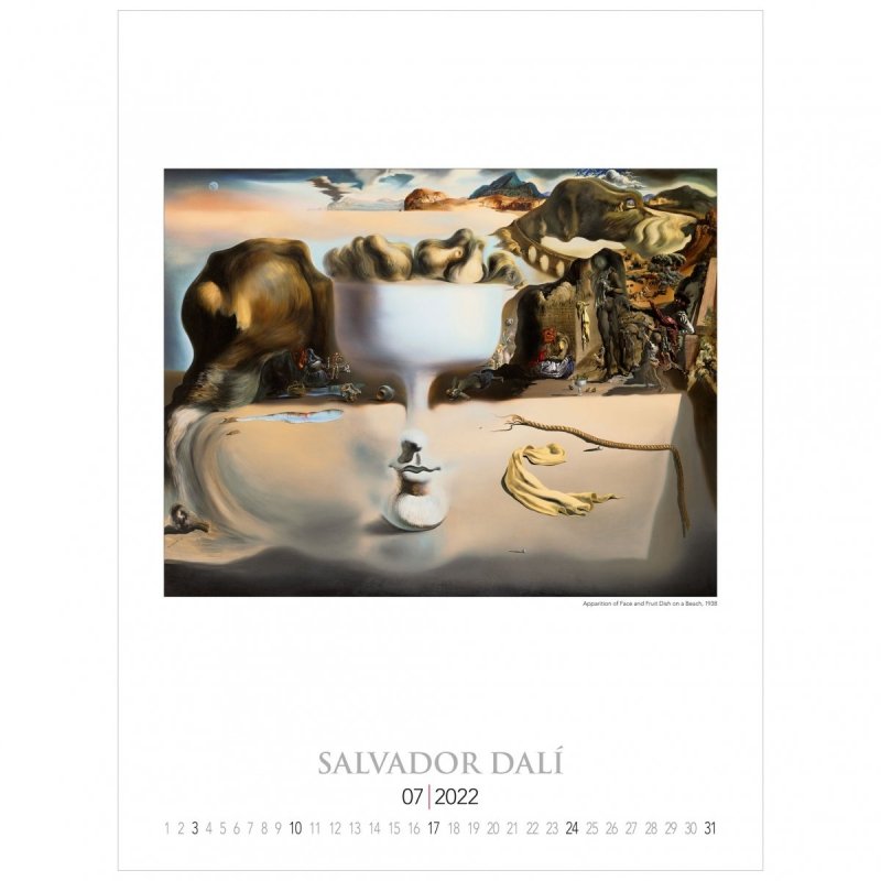 Kalendarza ścienny wieloplanszowy z reprodukcjami obrazów Salvadora Dali - lipiec 2022