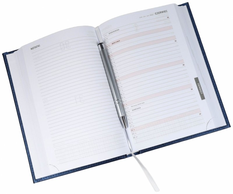 Kalendarz książkowy 2026 A5 dzienny papier biały drukowane registry oprawa VIVELLA EXCLUSIVE czarna