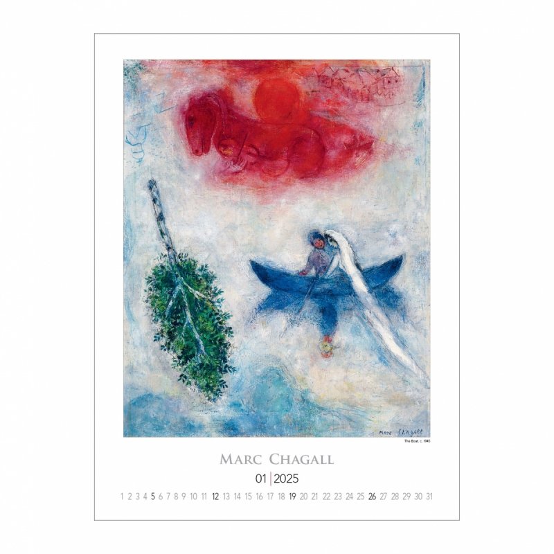 Kalendarz ścienny wieloplanszowy  Marc Chagall 2025 - styczeń 2025