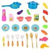 Kuchnia plastikowa dla dzieci z oświetleniem i kranem niebieska