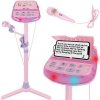 Karaoke-mikrofon-na-stojaku-różowy-karaoke 
