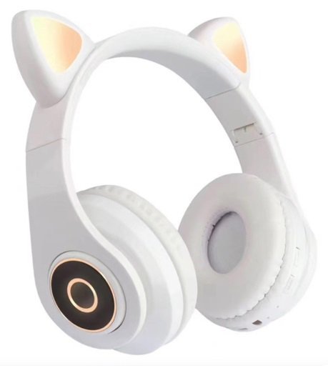 Słuchawki-bezprzewodowe-bluetooth-kocie-uszy-białe