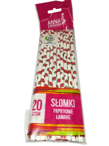 Słomki papierowe łamane 20szt arbuzy
