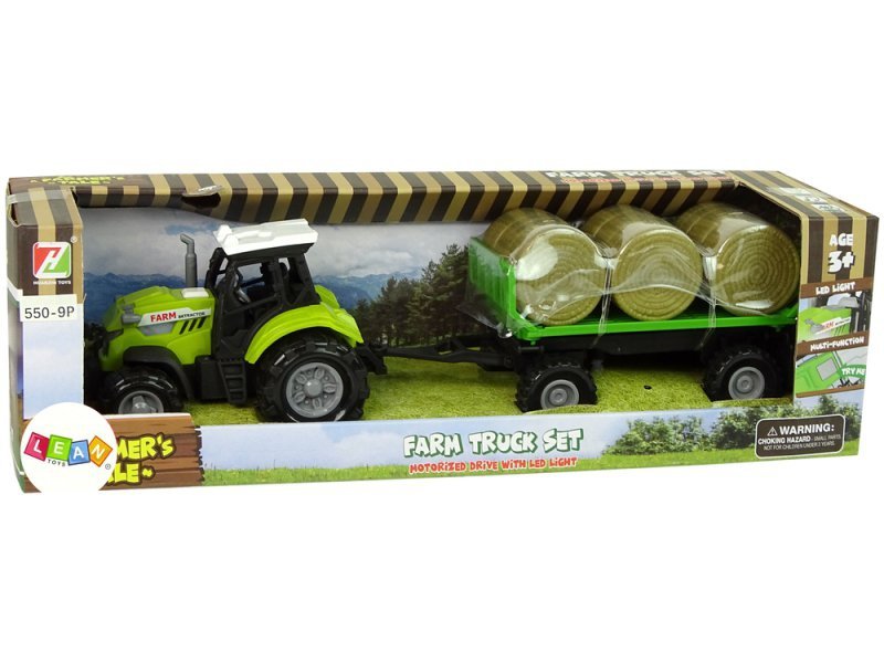 Traktor z Przyczepka Bale Siana Dźwięk Zielony 26cm
