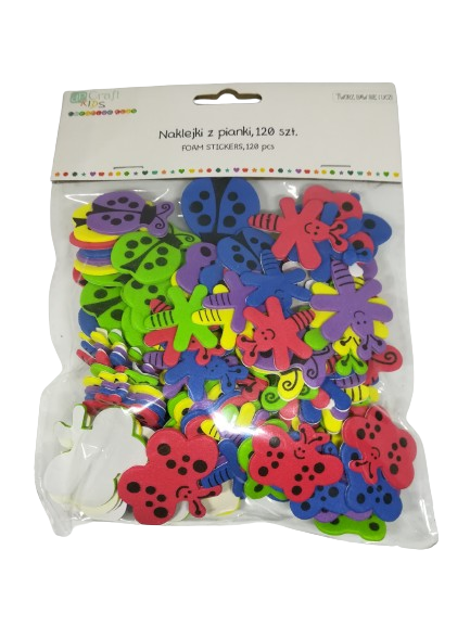 NAKLEJKI Z PIANKI MOTYLE I WAŻKI,120 SZT