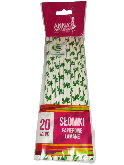Słomki papierowe łamane 20szt kaktusy