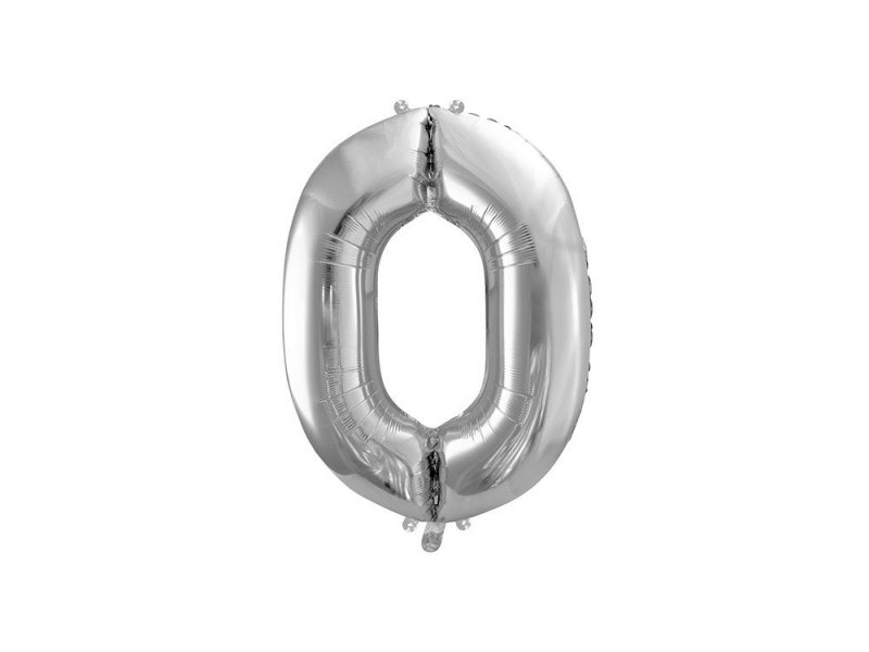 Balon urodzinowy na hel cyfry -0- 40cm srebrny