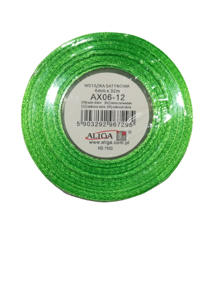 Tasiemka satynowa wstążka 6mmx32m zielony