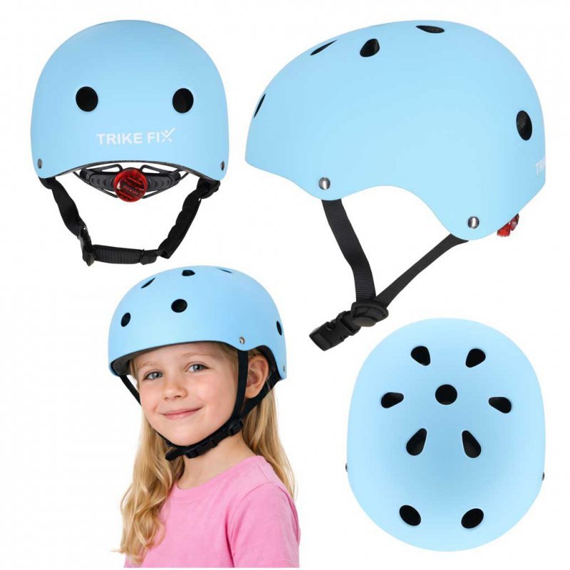 Kask rowerowy dla dziecka  dziecięcy regulowany LED M 55-58cm niebieski