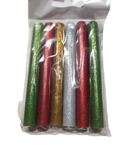 Klej kolorowy brokatowy do pistoletu na gorąco 11 x 100mm MIX 6SZT