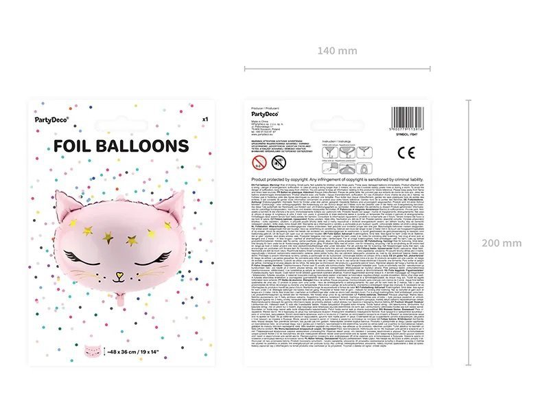 Balon foliowy Kotek różowy 48cm x 39cm