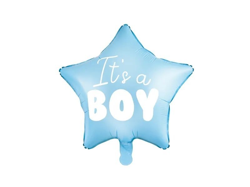Balon foliowy &quot;It's a boy&quot; na baby shower gwiazda niebieska 48cm
