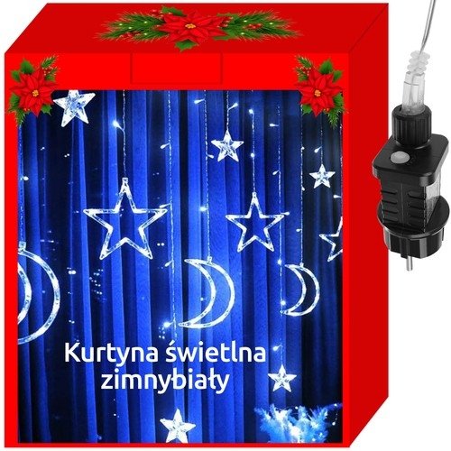 Kurtyna świetlna 138LED - zimny biały oświetlenie lampki