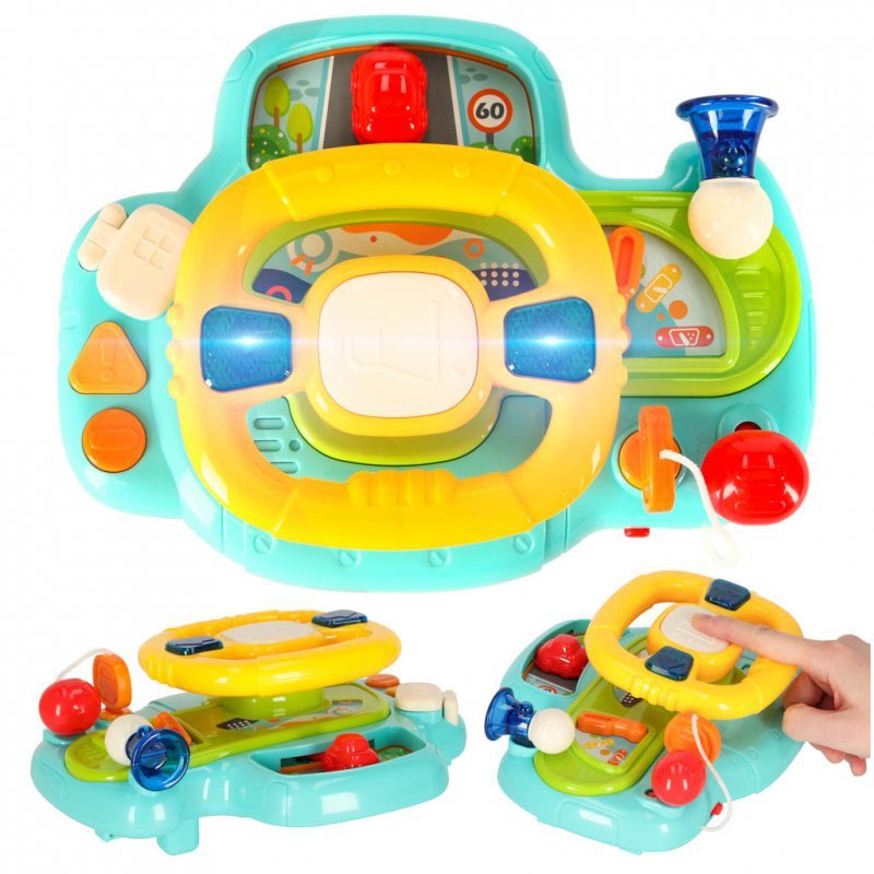 Zabawka interaktywna kierownica dla dzieci symulator muzyka dźwięki niebieska 18m+