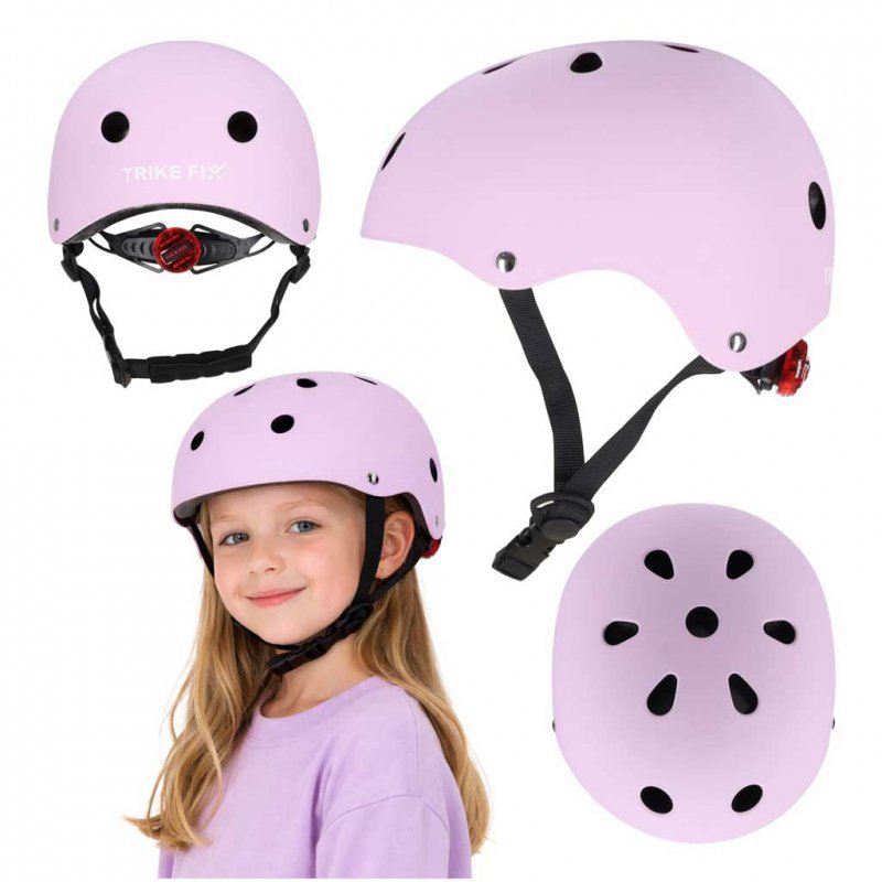 Kask rowerowy dla dziecka dziecięcy regulowany LED M 55-58cm fioletowy