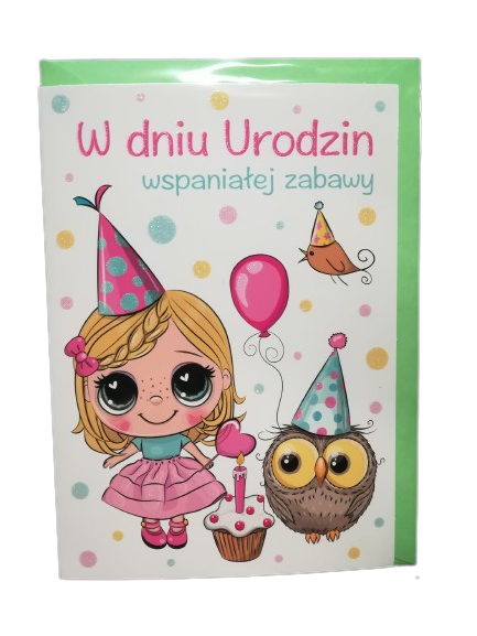 KARTKA-URODZINOWA-DLA-DZIECKA-Dziewczynka-i-Sowa