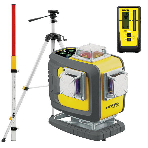 Nivel System CL4D-P Fioletowy multi-laser krzyżowy (4 x 360°), Bluetooth + Statyw SJJM1EX + Czujnik RD800 + Łata LS24