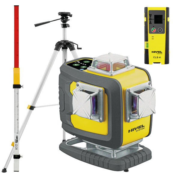 Nivel System CL4D-G Zielony multi-laser krzyżowy (4 x 360°), Bluetooth + Statyw SJJM1EX + Czujnik CLS-4+ Łata LS-24