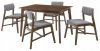 Stół drewniany + 4 Krzesła drewniane tapicerowane Mesa kolor szary 