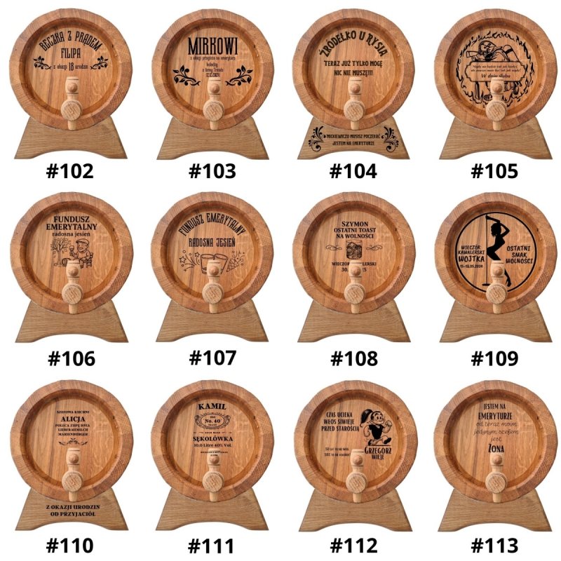 Beczka drewniana dębowa 5l - grawer