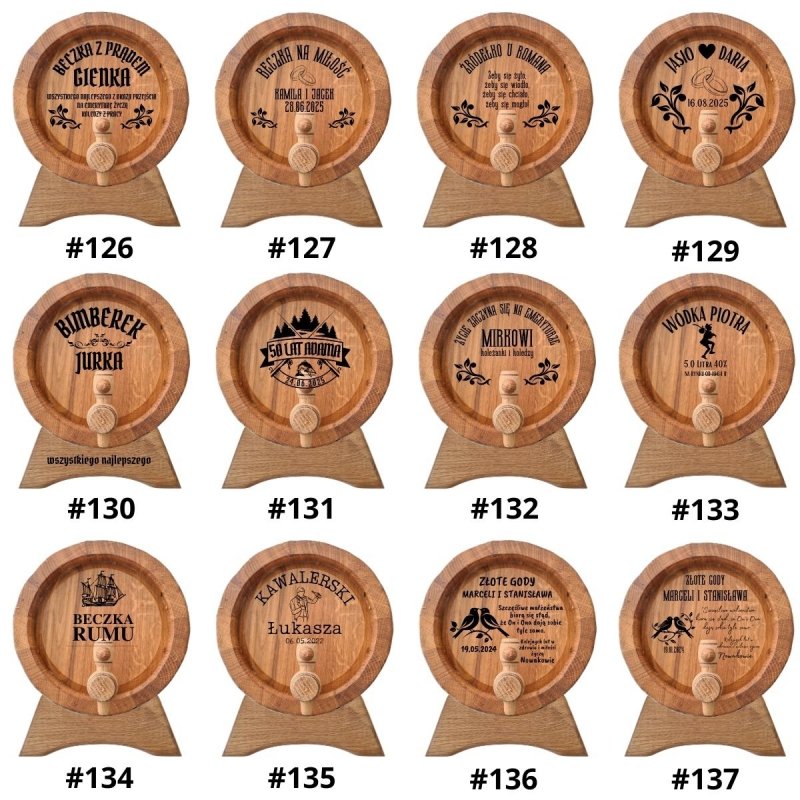 Beczka drewniana dębowa 15l - grawer