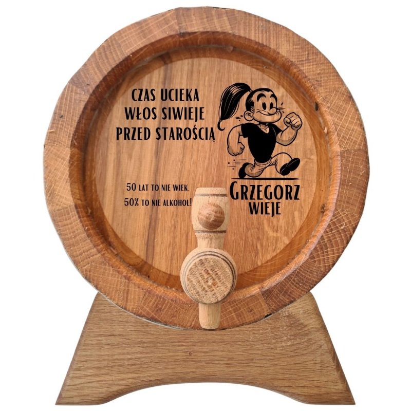 Beczka drewniana dębowa z grawerem - #112 - Czas ucieka
