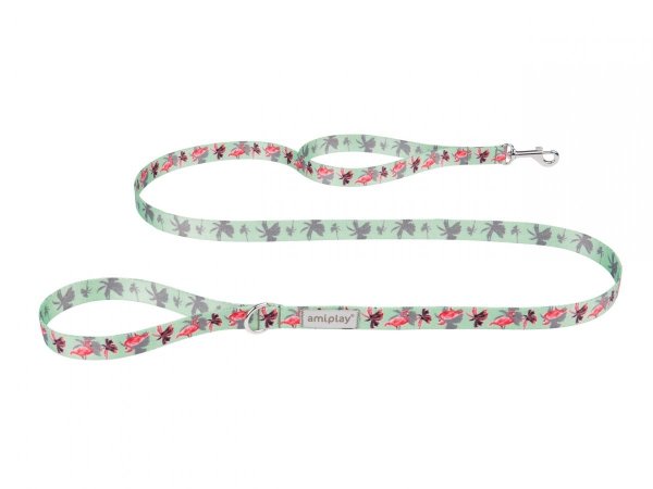 AMIPLAY BeHappy Smycz regulowana 7in1 S 100 – 200 x 1,5 cm FLAMINGO