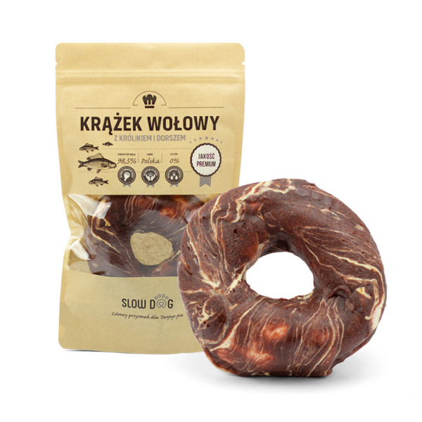 SLOW DOG Krążek wołowy owinięty królikiem i dorszem 11 cm - 1 szt.