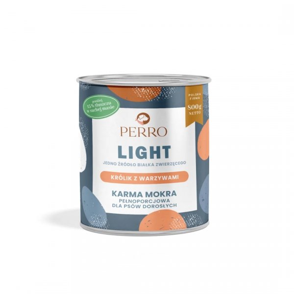 PERRO Karma mokra Light Królik z warzywami – monobiałkowa formuła dla psów dorosłych 800g
