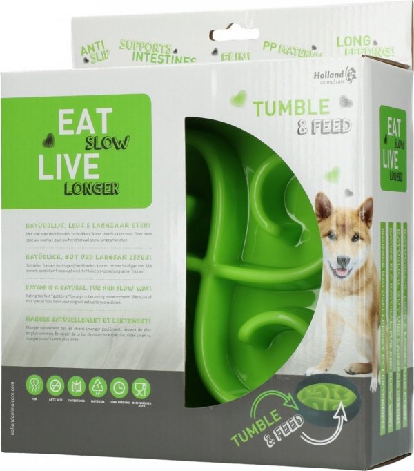 Z ekspozycji! Eat Slow Live Longer TUMBLE FEEDER miska spowalniająca zielona dla psa i kota