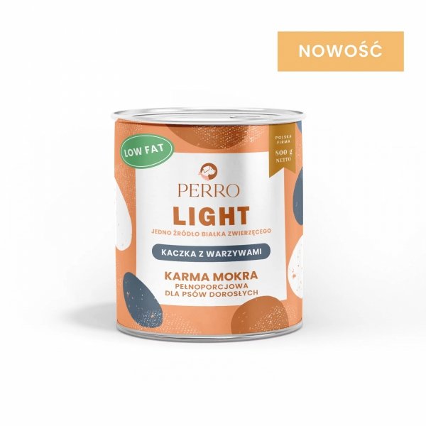 PERRO Karma mokra Light Kaczka z warzywami – monobiałkowa formuła dla psów dorosłych 800g