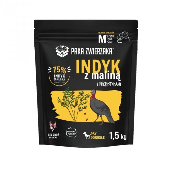 Paka Zwierzaka Karma sucha Indyk z maliną &quot;M&quot; 1,5kg