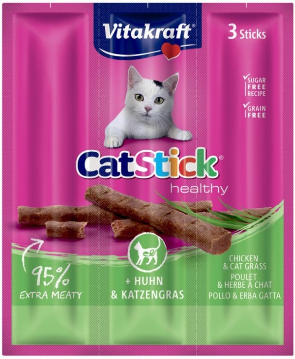 Vitakraft 8968 Cat Stick mini 3szt Kurczak Trawa