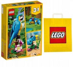 Zestaw Prezent LEGO Creator 3w1 Egzotyczna Papuga Żaba Ryba Klocki 7+ Torba