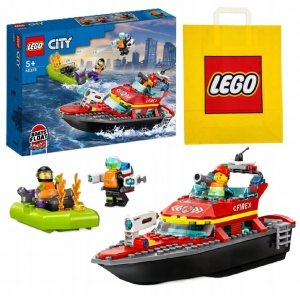 Zestaw Prezent LEGO City 60373 Straż Pożarna Łódź Strażacka Klocki 5+ Torba