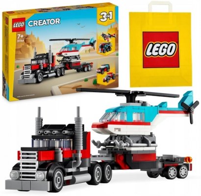 Zestaw Prezent Klocki LEGO CREATOR 31146 CIĘŻARÓWKA TIR HELIOKOPTER + Torba