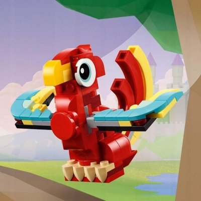 Zestaw Prezent Klocki LEGO Creator 31145 Czerwony Smok 3w1 Papuga 6+ Torba