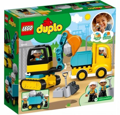 Zestaw Prezent LEGO Duplo Plac Budowy Wywrotka i Koparka Klocki 2+ Torba