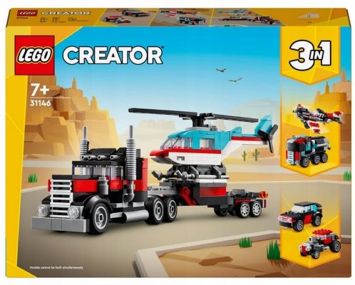 Zestaw Prezent Klocki LEGO CREATOR 31146 CIĘŻARÓWKA TIR HELIOKOPTER + Torba
