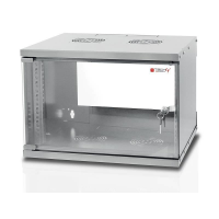 Szafa wisząca ECO 19cali 6U/320mm zmontowana, szklane drzwi, szara 