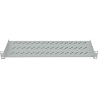Półka 1U 150mm Rack 19, 2 pkt mocowania, perforowana, szara 