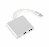 Adapter GEMBIRD A-CM-HDMIF-02-SV USB Typu C - HDMI + USB-A + USB-C 
