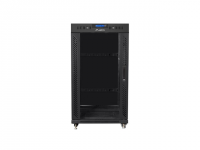 SZAFA INSTALACYJNA RACK STOJĄCA 19 22U 600X800 CZARNA DRZWI SZKLANE LCD LANBERG (FLAT PACK) V2 