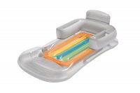 Bestway 43028 Dmuchany materac plażowy z oparciem i podłokietnikami Srebrna 1.61m x 84cm 
