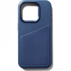 Mujjo Full Leather Wallet Case - etui skórzane do iPhone 15 Pro kompatybilne z MagSafe (monaco blue)