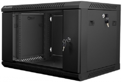 Szafa instalacyjna wisząca 19'' 6U 600X450mm czarna (drzwi       szklane)
