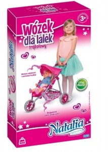 trójkołowy Wózek spacerowy dla Natalia+Lalka Gratis Niebiesk