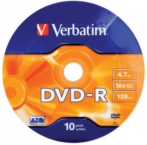 DVD-R VERBATIM 4.7 GB 16x Spindle 10  szt.